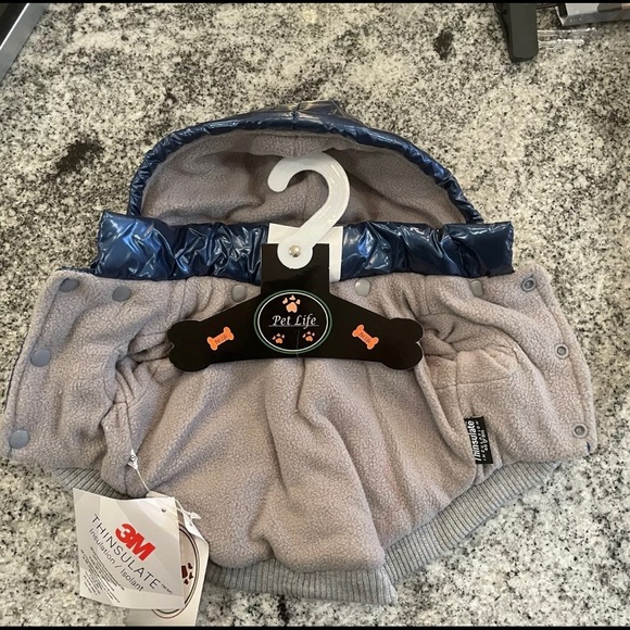8” LENGTH XS Pet Life Aspen Vintage Dog Ski Coat Metallic Blue - Picture 7 of 10